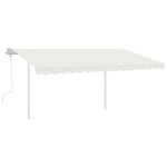 vidaXL Copertină retractabilă manual, cu stâlpi, crem, 4,5x3 m vidaXL Copertină retractabilă manual, cu stâlpi, crem, 4,5x3 m