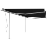 vidaXL Copertină retractabilă manual, cu stâlpi, antracit, 4,5x3 m vidaXL Copertină retractabilă manual, cu stâlpi, antracit, 4,5x3 m