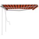 vidaXL Copertină retractabilă manual & stâlpi, portocaliu/maro 4,5x3 m vidaXL Copertină retractabilă manual & stâlpi, portocaliu/maro 4,5x3 m