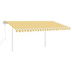 vidaXL Copertină retractabilă manual, cu LED, galben și alb, 4,5x3 m