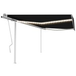 vidaXL Copertină retractabilă manual, cu LED, antracit, 4,5x3 m vidaXL Copertină retractabilă manual, cu LED, antracit, 4,5x3 m