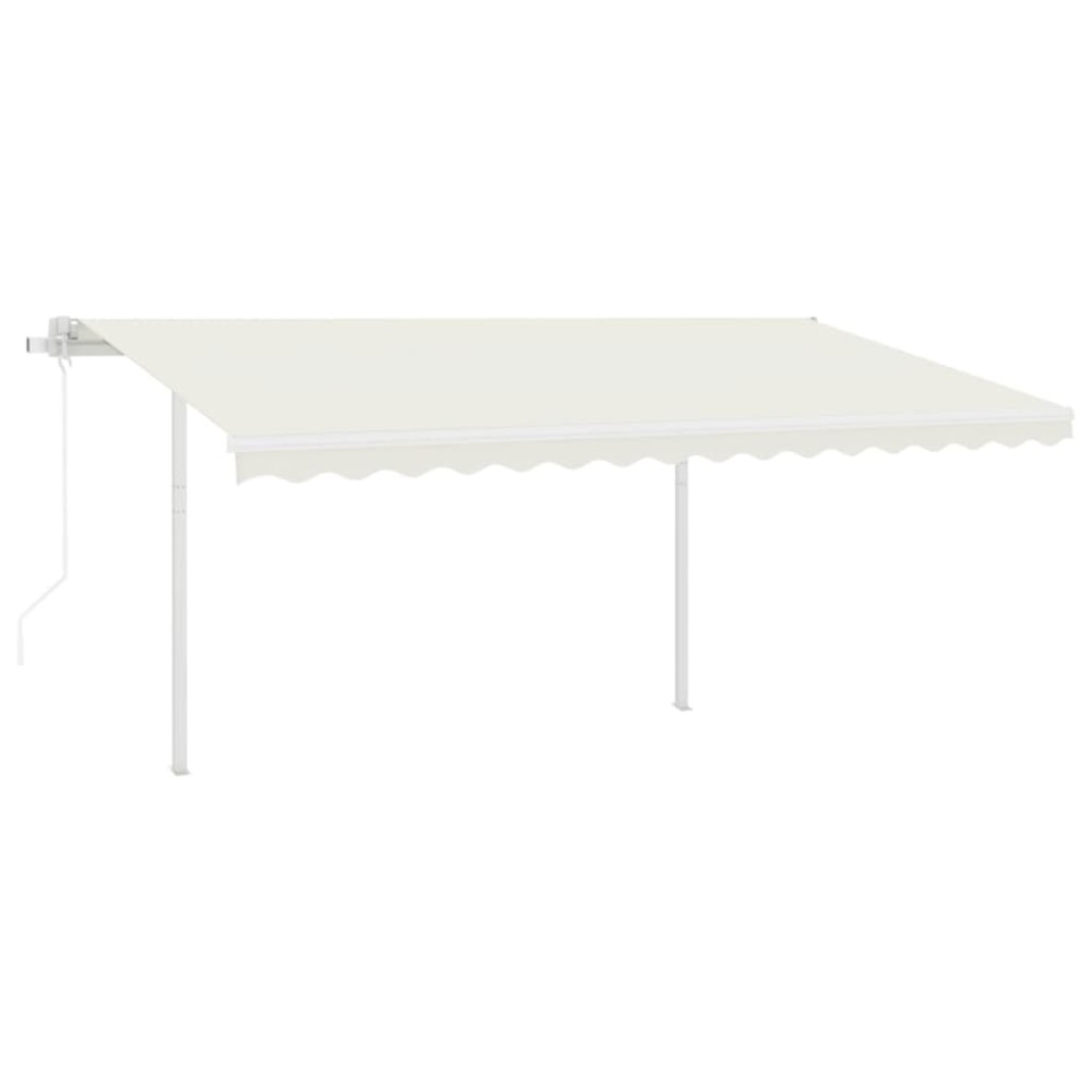 vidaXL Copertină retractabilă automat, cu stâlpi, crem, 4,5x3 m