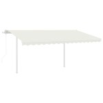 vidaXL Copertină retractabilă automat, cu stâlpi, crem, 4,5x3 m vidaXL Copertină retractabilă automat, cu stâlpi, crem, 4,5x3 m