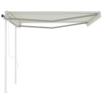 vidaXL Copertină retractabilă automat, cu stâlpi, crem, 4,5x3 m vidaXL Copertină retractabilă automat, cu stâlpi, crem, 4,5x3 m