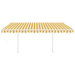 vidaXL Copertină retractabilă automat, cu stâlpi, galben&alb, 4,5x3 m