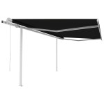 vidaXL Copertină retractabilă automat, cu stâlpi, antracit, 4,5x3 m vidaXL Copertină retractabilă automat, cu stâlpi, antracit, 4,5x3 m