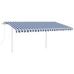 vidaXL Copertină automată senzor vânt/LED, albastru și alb, 4,5x3 m vidaXL Copertină automată senzor vânt/LED, albastru și alb, 4,5x3 m