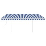 vidaXL Copertină automată senzor vânt/LED, albastru și alb, 4,5x3 m vidaXL Copertină automată senzor vânt/LED, albastru și alb, 4,5x3 m