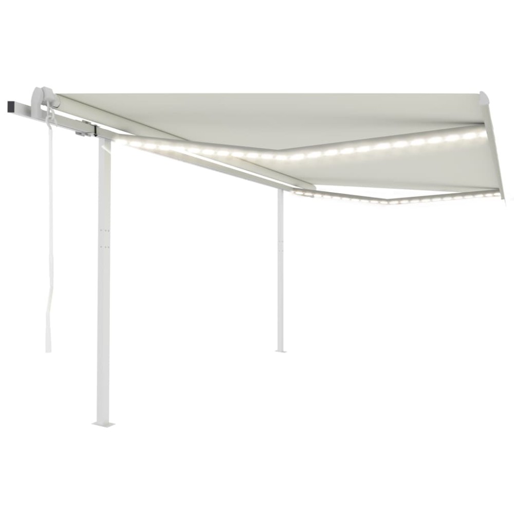 vidaXL Copertină automată cu senzor vânt & LED, crem, 4,5x3 m