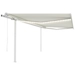 vidaXL Copertină automată cu senzor vânt & LED, crem, 4,5x3 m vidaXL Copertină automată cu senzor vânt & LED, crem, 4,5x3 m