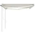 vidaXL Copertină automată cu senzor vânt & LED, crem, 4,5x3 m vidaXL Copertină automată cu senzor vânt & LED, crem, 4,5x3 m