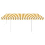 vidaXL Copertină automată cu senzor vânt&LED, galben/alb, 4,5x3 m