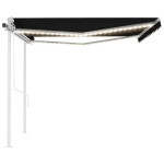 vidaXL Copertină automată cu senzor vânt & LED, antracit, 4,5x3 m vidaXL Copertină automată cu senzor vânt & LED, antracit, 4,5x3 m