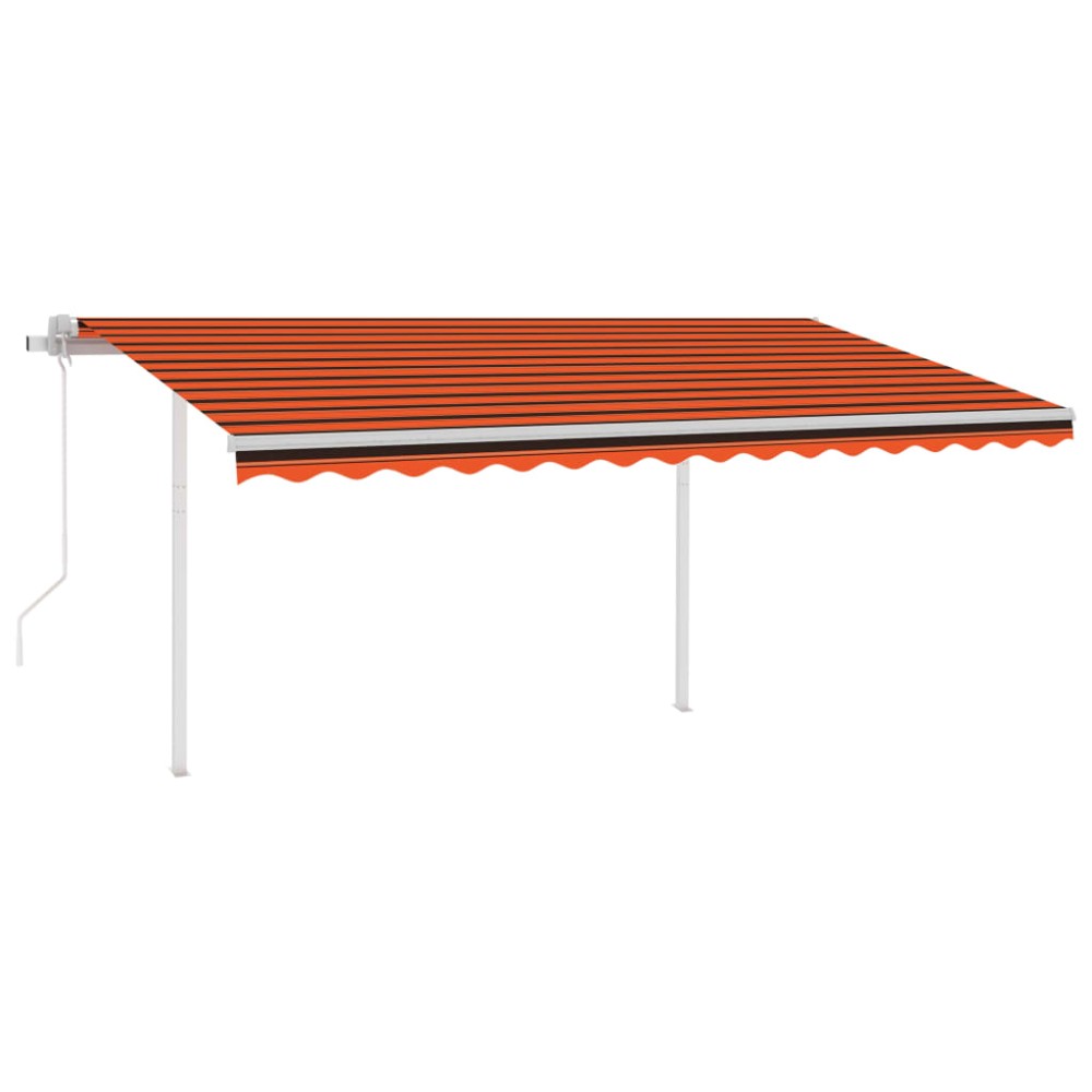 vidaXL Copertină automată cu senzor vânt&LED, portocaliu/maro, 4,5x3 m