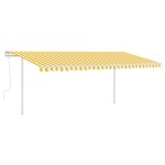 vidaXL Copertină retractabilă manual, cu LED, galben și alb, 5x3 m