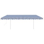 vidaXL Copertină retractabilă automat, cu stâlpi, albastru&alb, 5x3 m vidaXL Copertină retractabilă automat, cu stâlpi, albastru&alb, 5x3 m