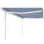 vidaXL Copertină automată cu senzor vânt & LED, albastru&alb, 5x3 cm vidaXL Copertină automată cu senzor vânt & LED, albastru&alb, 5x3 cm