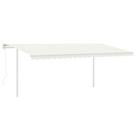 vidaXL Copertină automată cu senzor vânt & LED, crem, 5x3 m