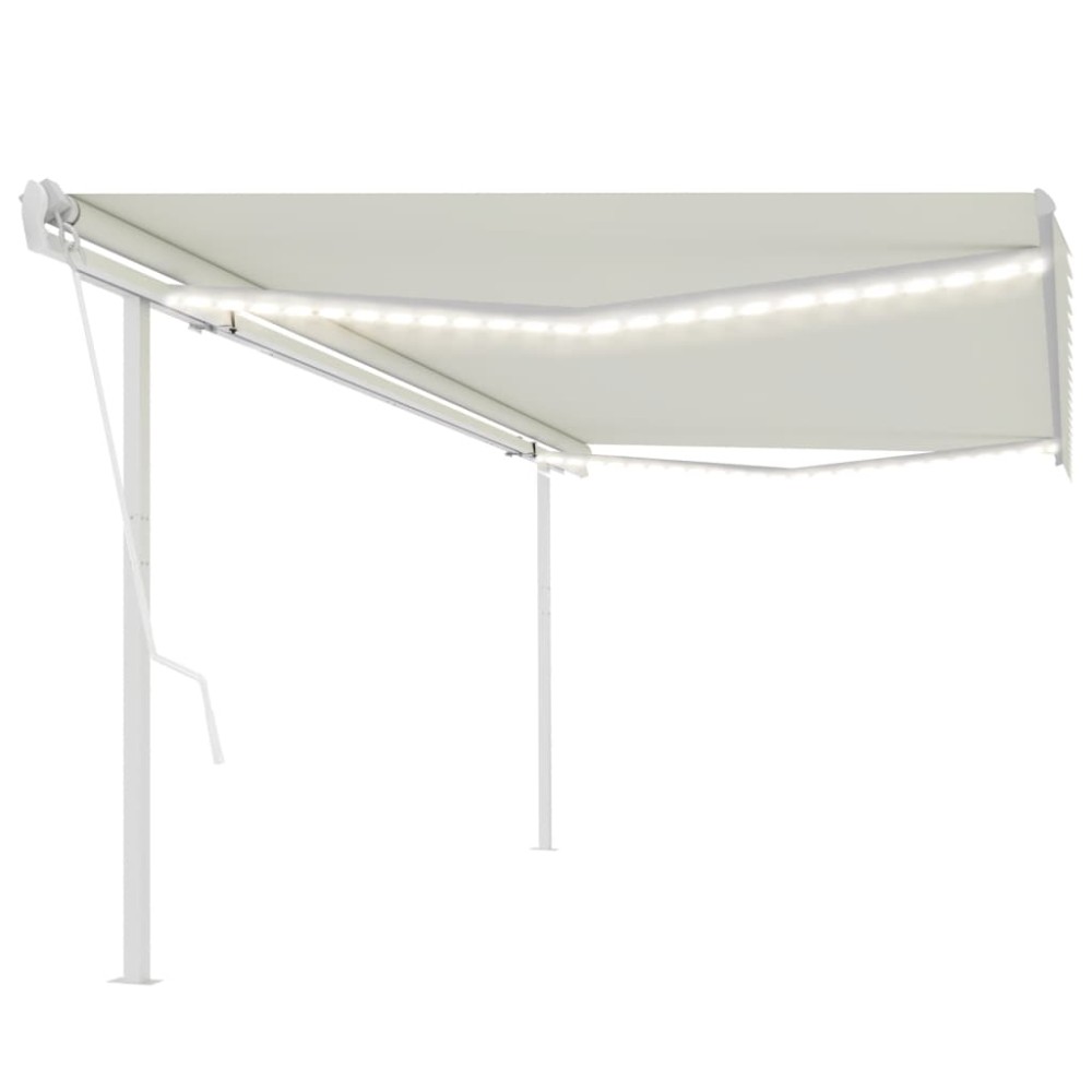 vidaXL Copertină automată cu senzor vânt & LED, crem, 5x3 m