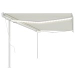 vidaXL Copertină automată cu senzor vânt & LED, crem, 5x3 m