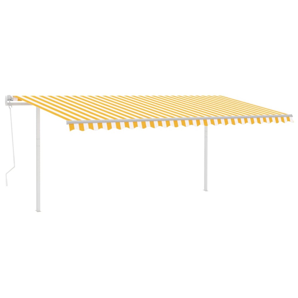 vidaXL Copertină automată cu senzor vânt & LED, galben&alb, 5x3 m