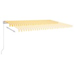vidaXL Copertină automată cu senzor vânt & LED, galben&alb, 5x3 m vidaXL Copertină automată cu senzor vânt & LED, galben&alb, 5x3 m