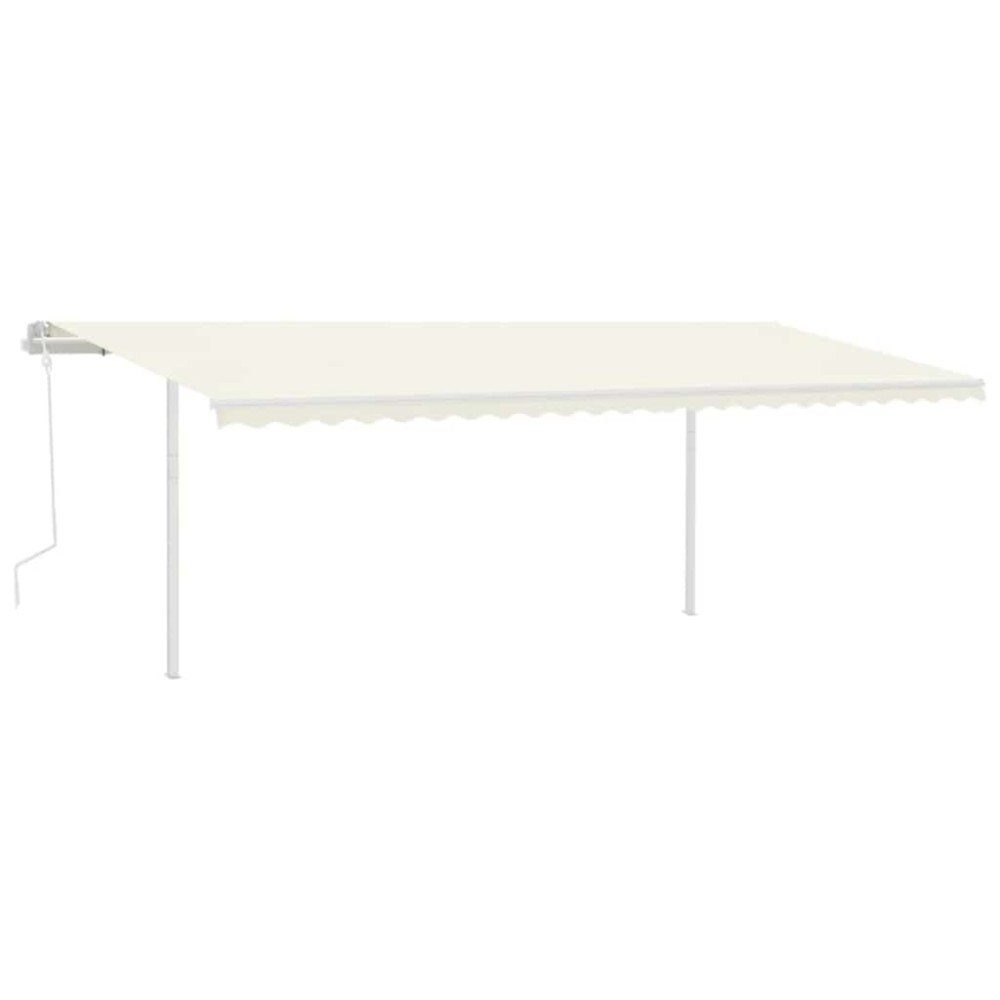 vidaXL Copertină retractabilă manual cu stâlpi, crem, 6x3 m