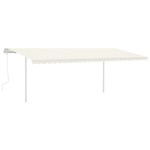 vidaXL Copertină retractabilă manual cu stâlpi, crem, 6x3 m vidaXL Copertină retractabilă manual cu stâlpi, crem, 6x3 m