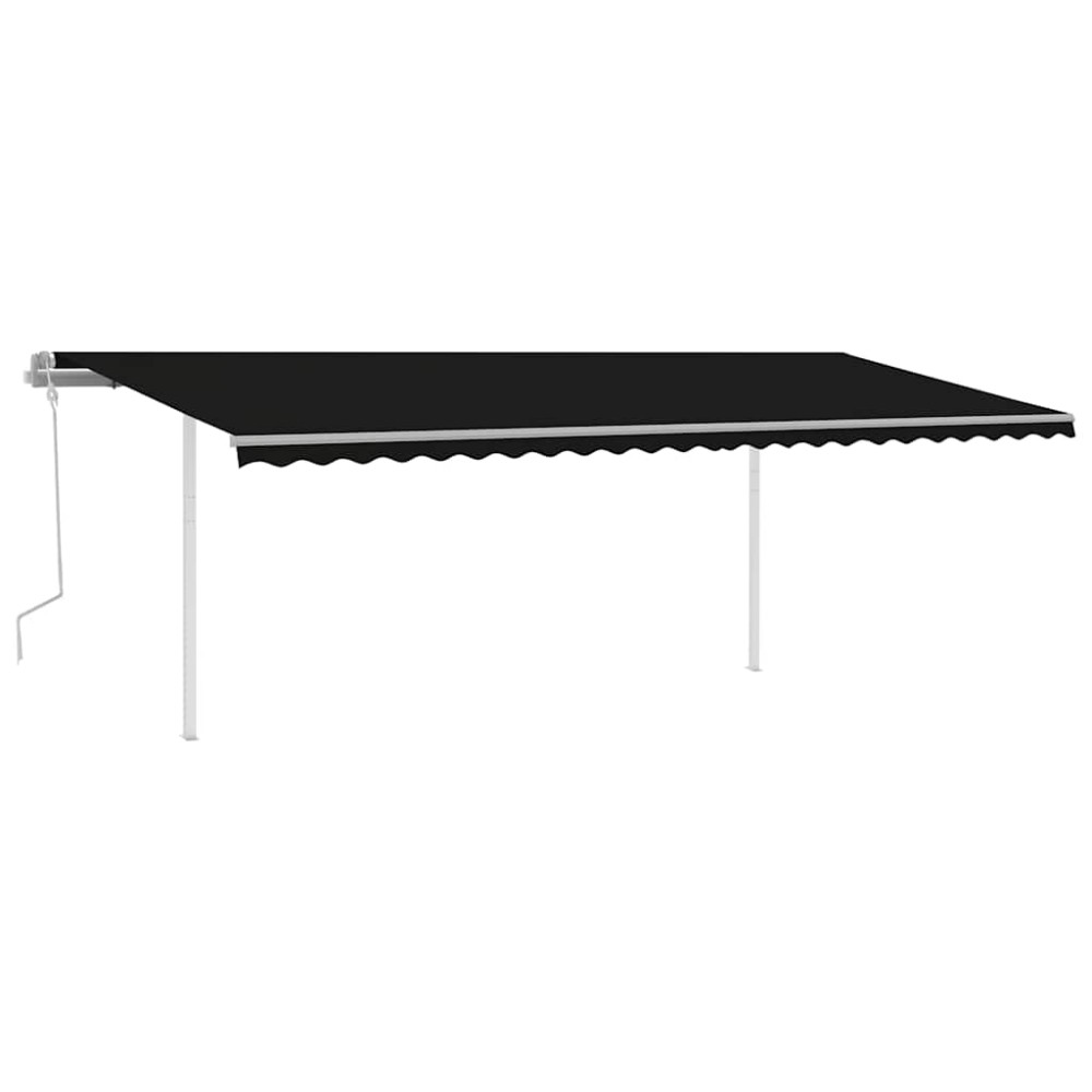 vidaXL Copertină retractabilă manual cu stâlpi, antracit, 6x3 m