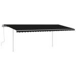 vidaXL Copertină retractabilă manual cu stâlpi, antracit, 6x3 m vidaXL Copertină retractabilă manual cu stâlpi, antracit, 6x3 m