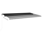 vidaXL Copertină retractabilă manual cu stâlpi, antracit, 6x3 m vidaXL Copertină retractabilă manual cu stâlpi, antracit, 6x3 m