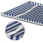 vidaXL Copertină retractabilă manual cu LED, albastru/alb, 6x3 m vidaXL Copertină retractabilă manual cu LED, albastru/alb, 6x3 m