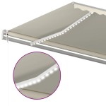 vidaXL Copertină retractabilă manual cu LED, crem, 6x3 m