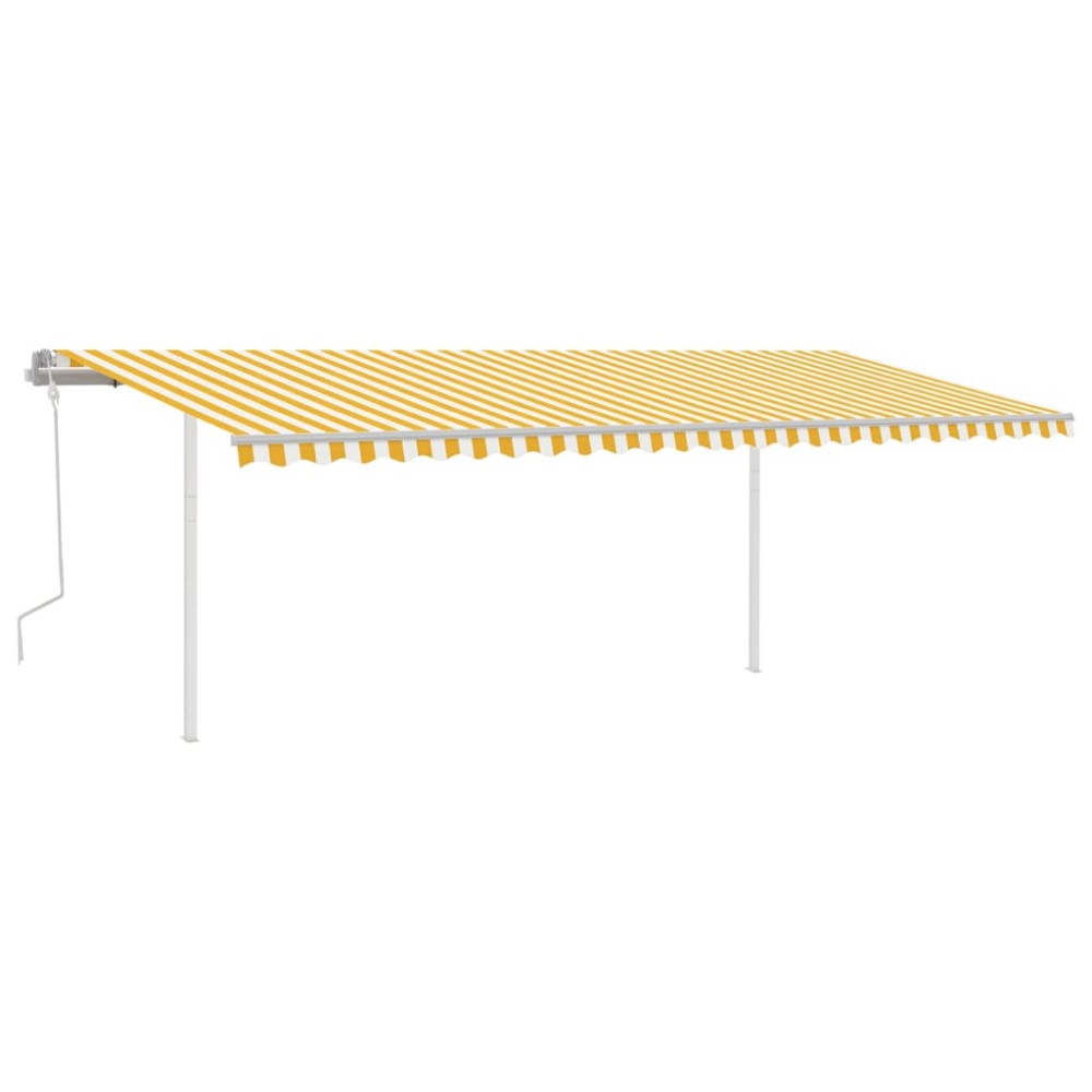 vidaXL Copertină retractabilă manual cu LED, galben&alb, 6x3 m