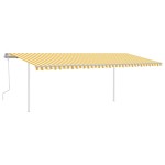 vidaXL Copertină retractabilă manual cu LED, galben&alb, 6x3 m vidaXL Copertină retractabilă manual cu LED, galben&alb, 6x3 m