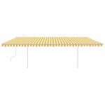 vidaXL Copertină retractabilă manual cu LED, galben&alb, 6x3 m vidaXL Copertină retractabilă manual cu LED, galben&alb, 6x3 m