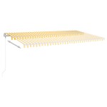 vidaXL Copertină retractabilă manual cu LED, galben&alb, 6x3 m vidaXL Copertină retractabilă manual cu LED, galben&alb, 6x3 m