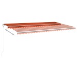 vidaXL Copertină retractabilă manual cu LED, portocaliu/maro, 6x3 m