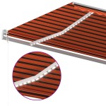 vidaXL Copertină retractabilă manual cu LED, portocaliu/maro, 6x3 m