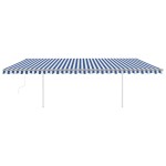 vidaXL Copertină retractabilă automat, cu stâlpi, albastru&alb, 6x3 m vidaXL Copertină retractabilă automat, cu stâlpi, albastru&alb, 6x3 m