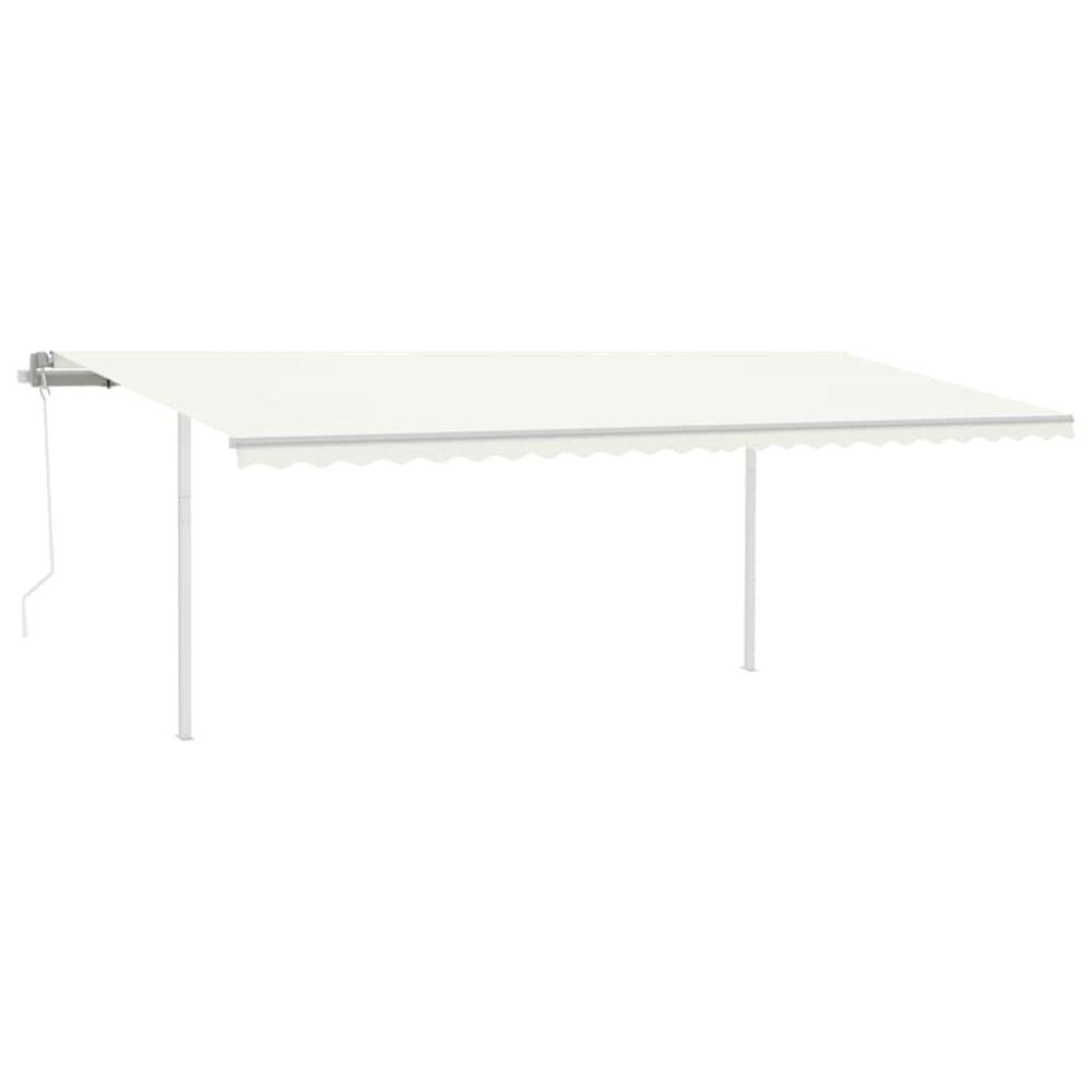 vidaXL Copertină retractabilă automat, cu stâlpi, crem, 6x3 m