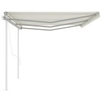vidaXL Copertină retractabilă automat, cu stâlpi, crem, 6x3 m vidaXL Copertină retractabilă automat, cu stâlpi, crem, 6x3 m