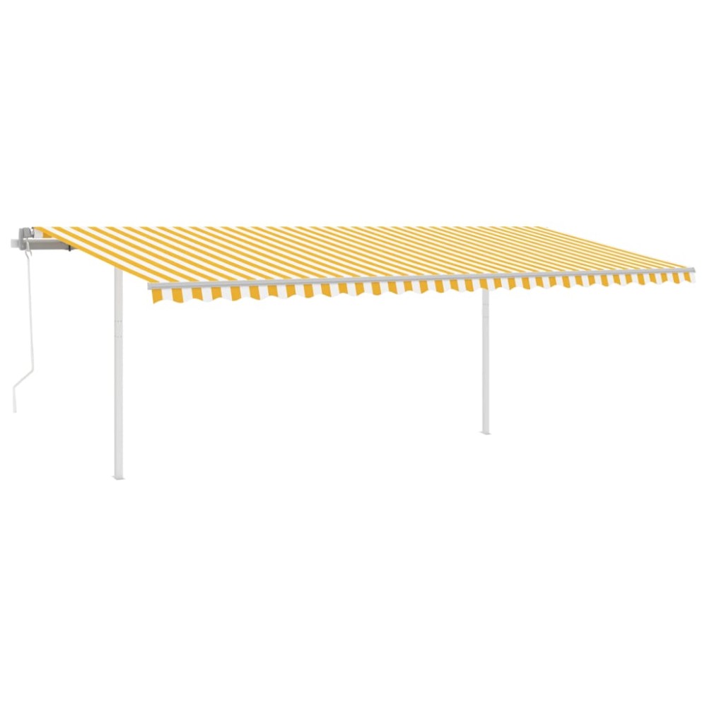 vidaXL Copertină retractabilă automat, cu stâlpi, galben&alb, 6x3 m