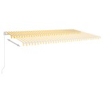 vidaXL Copertină retractabilă automat, cu stâlpi, galben&alb, 6x3 m vidaXL Copertină retractabilă automat, cu stâlpi, galben&alb, 6x3 m