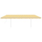vidaXL Copertină retractabilă automat, cu stâlpi, galben&alb, 6x3 m vidaXL Copertină retractabilă automat, cu stâlpi, galben&alb, 6x3 m