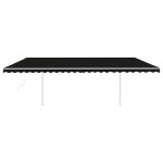 vidaXL Copertină retractabilă automat, cu stâlpi, antracit, 6x3 m