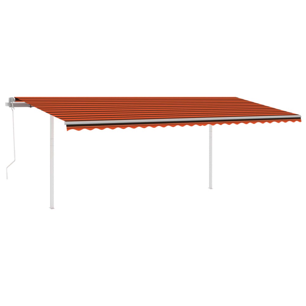 vidaXL Copertină retractabilă automat, stâlpi, portocaliu&maro, 6x3 m