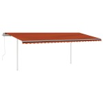 vidaXL Copertină retractabilă automat, stâlpi, portocaliu&maro, 6x3 m