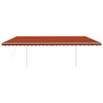 vidaXL Copertină retractabilă automat, stâlpi, portocaliu&maro, 6x3 m