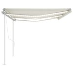 vidaXL Copertină automată cu senzor vânt & LED, crem, 6x3 m